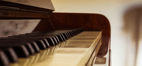 Close up shot of a piano keys